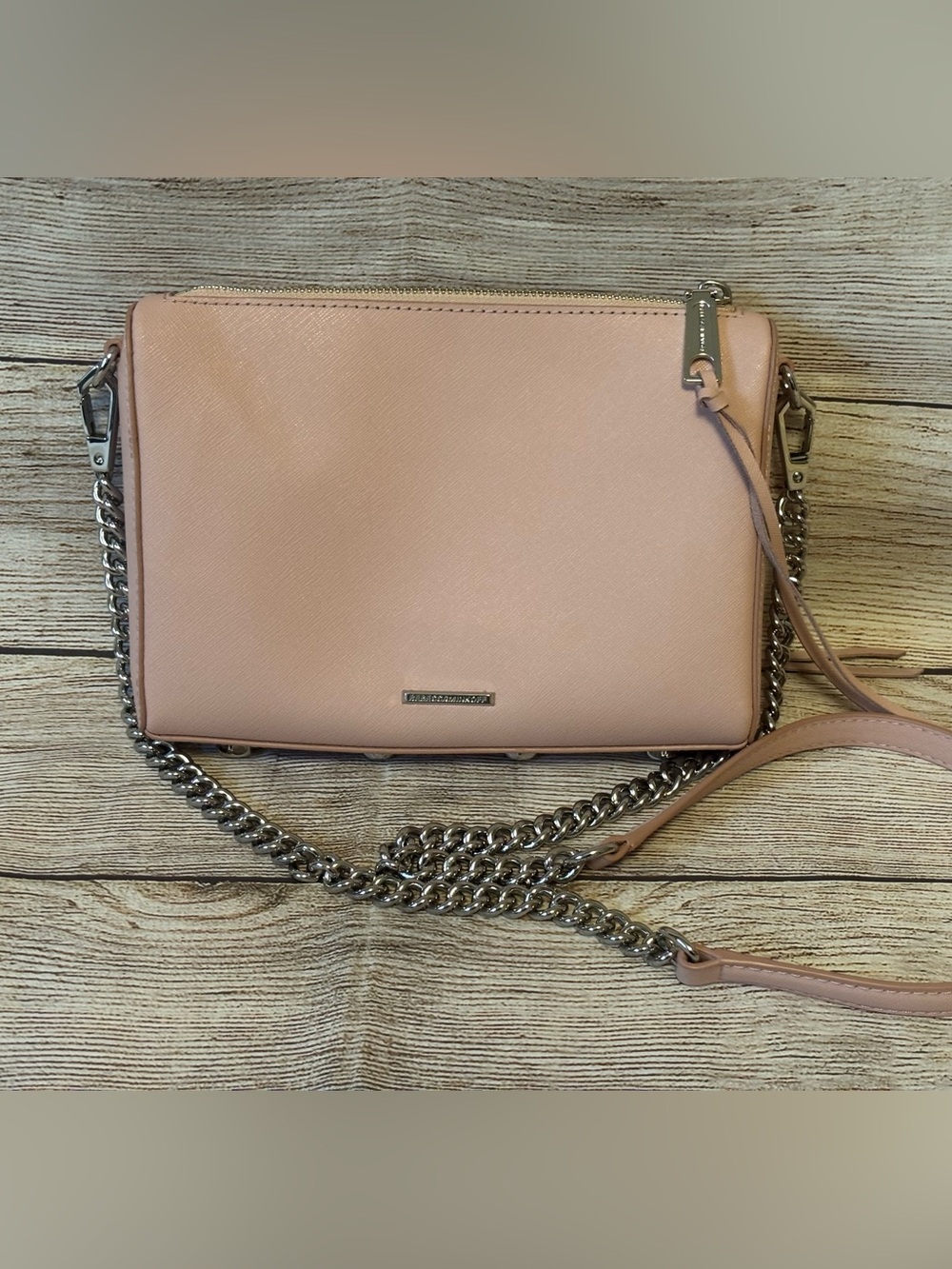 Rebecca Minkoff Blush Avery Crossbody Bag, Silver Hardware Detachable Chain